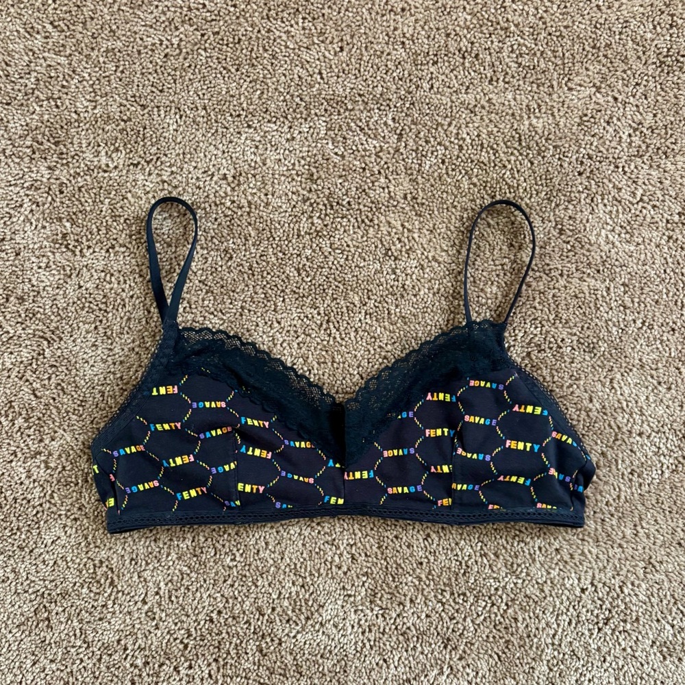Savage X Fenty Black Bralette with Multicolor Logo